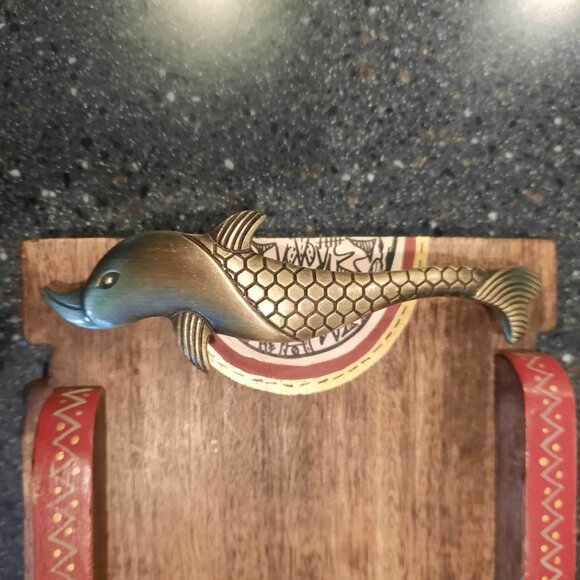 Madhubani Hand Painted Wooden Tray from India - Picture 5 of 9